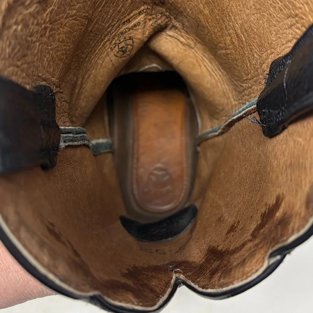 Ariat Black Western Cowboy Boots with Brown Accents - Picture 7 of 11